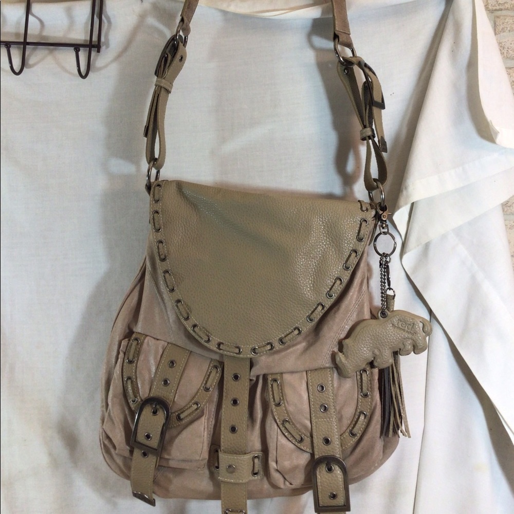 Cute RED By Marc Ecko Tan Faux Leather Style Shoulder Crossbody Handbag pre-own